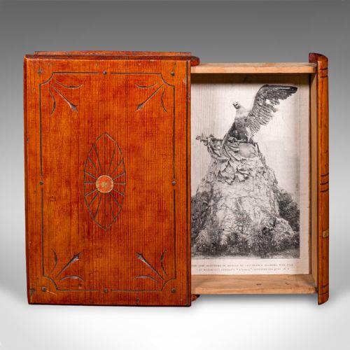 fig 2. Antique Book Safe, Continental, Cedar, Disguise Volume Storage Box, Edwardian