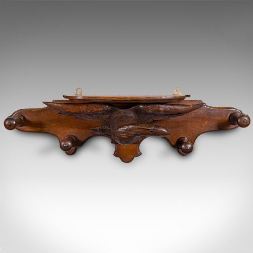 fig 1. Antique Carved Eagle Coat Rack, Scottish, Oak, Hall Peg Mount, Victorian, C.1900