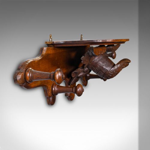 fig 3. Antique Carved Eagle Coat Rack, Scottish, Oak, Hall Peg Mount, Victorian, C.1900