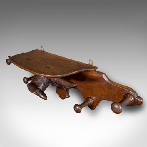 fig 4. Antique Carved Eagle Coat Rack, Scottish, Oak, Hall Peg Mount, Victorian, C.1900