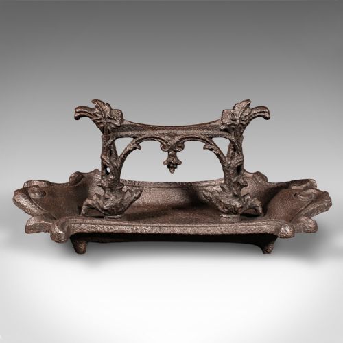 fig 1. Antique Ornate Boot Scraper, English, Cast Iron, Shoe Pull, Victorian, C.1840