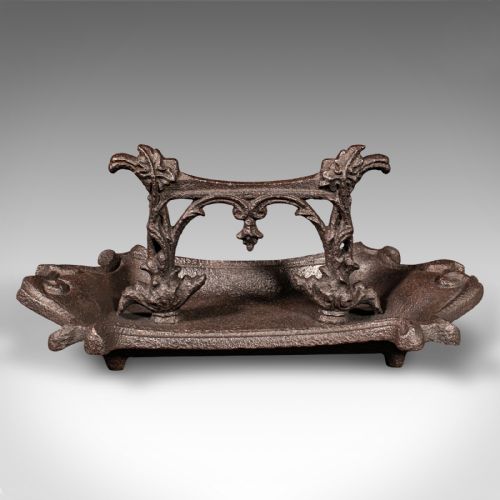 fig 2. Antique Ornate Boot Scraper, English, Cast Iron, Shoe Pull, Victorian, C.1840
