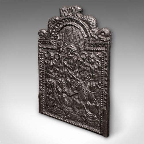 fig 2. Large Antique Decorative Fire Back, English Cast Iron, Fireplace, Georgian, 1800
