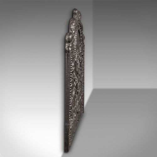 fig 3. Large Antique Decorative Fire Back, English Cast Iron, Fireplace, Georgian, 1800