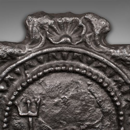 fig 4. Large Antique Decorative Fire Back, English Cast Iron, Fireplace, Georgian, 1800
