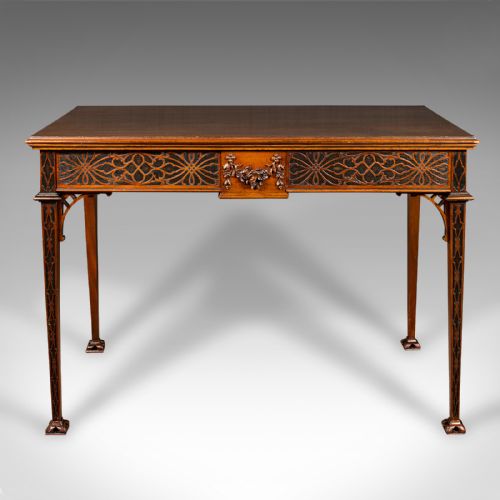 ANTIQUE CHIPPENDALE REVIVAL TABLE ENGLISH CONSOLE WRITING HALL EDWARDIAN - ADDITIONAL PHOTO 2