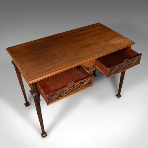 ANTIQUE CHIPPENDALE REVIVAL TABLE ENGLISH CONSOLE WRITING HALL EDWARDIAN - ADDITIONAL PHOTO 6