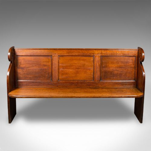 fig 1. Antique Panelled Church Pew, English, Oak Bench, Ecclesiastic, Victorian, C.1850