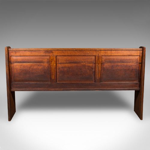 fig 4. Antique Panelled Church Pew, English, Oak Bench, Ecclesiastic, Victorian, C.1850