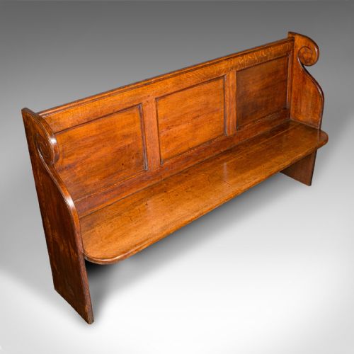 fig 5. Antique Panelled Church Pew, English, Oak Bench, Ecclesiastic, Victorian, C.1850