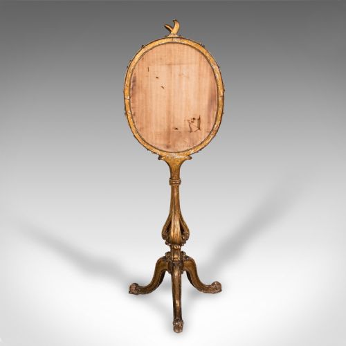 ANTIQUE POLE SCREEN ENGLISH GILTWOOD GLASS FIRESIDE REFLECTOR REGENCY 1820 - ADDITIONAL PHOTO 4
