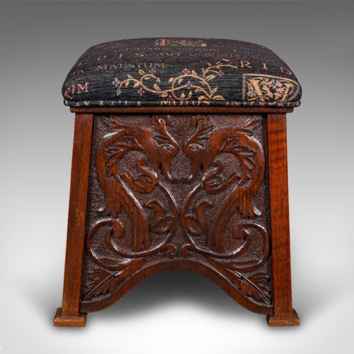 fig 2. Antique Shoe Boy's Stool, English, Oak, Footstool, Art Nouveau, Victorian, 1900