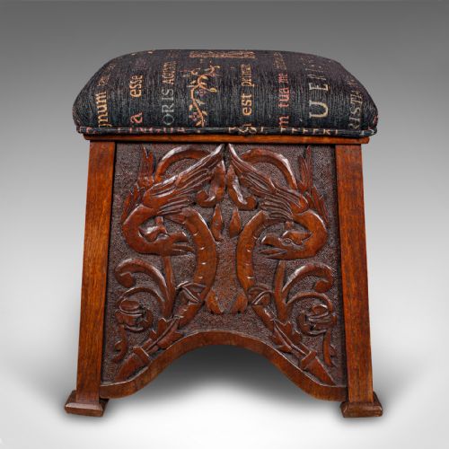 fig 3. Antique Shoe Boy's Stool, English, Oak, Footstool, Art Nouveau, Victorian, 1900