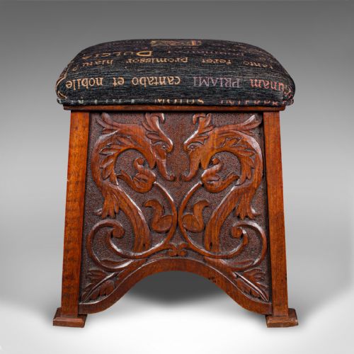 fig 5. Antique Shoe Boy's Stool, English, Oak, Footstool, Art Nouveau, Victorian, 1900