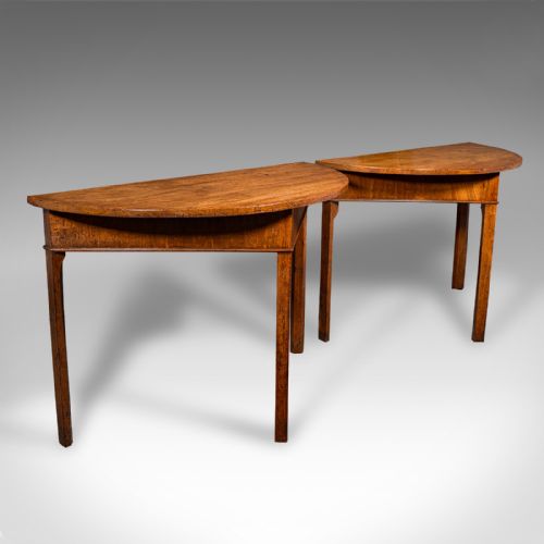 Pair of Antique Demi-lune Tables, English, Occasional, Side, Georgian, C.1780