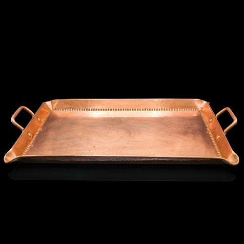 fig 3. Antique Serving Tray, English, Handbeaten Copper, Afternoon Tea, Edwardian, 1910