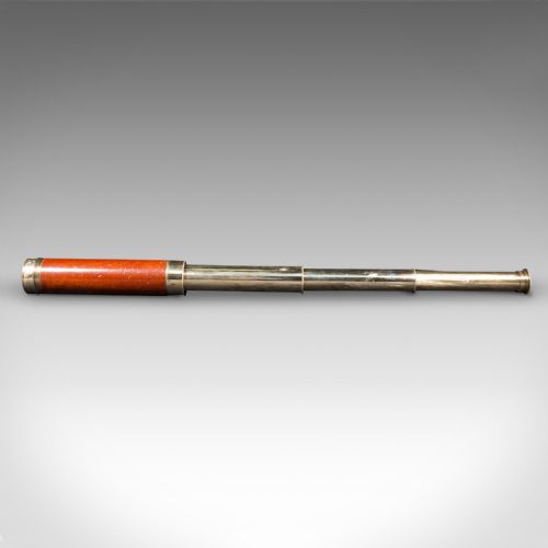 fig 2. Antique 3 Draw Telescope, English, Fruitwood, Brass, Henry Hughes, Victorian
