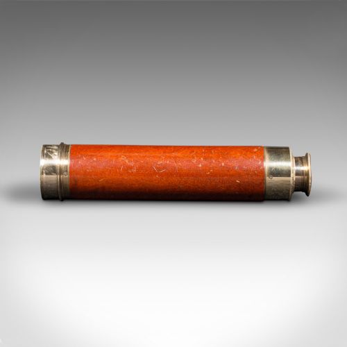 fig 4. Antique 3 Draw Telescope, English, Fruitwood, Brass, Henry Hughes, Victorian