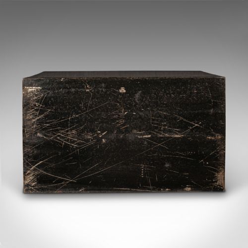 ANTIQUE FALL FRONT DEED BOX ENGLISH STEEL KEEPSAKE CASE STORAGE CIRCA 1920 - ADDITIONAL PHOTO 3