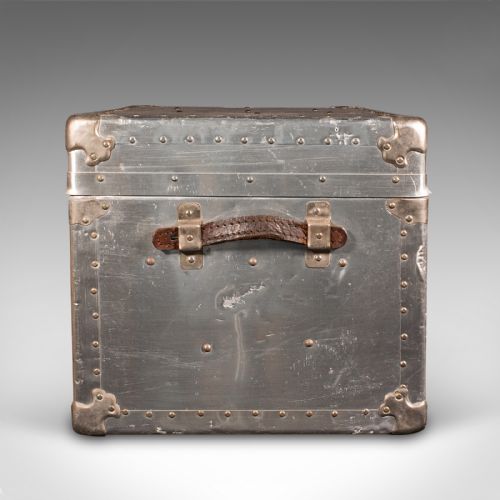 fig 2. Antique Shipping Trunk, Continental, Aluminium, Travelling Chest, Edwardian
