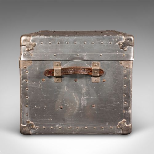 fig 3. Antique Shipping Trunk, Continental, Aluminium, Travelling Chest, Edwardian