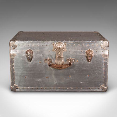 fig 4. Antique Shipping Trunk, Continental, Aluminium, Travelling Chest, Edwardian