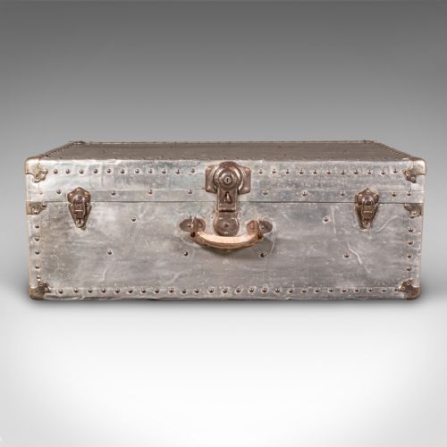 LARGE ANTIQUE SHIPPING CHEST CONTINENTAL ALUMINIUM TRUNK EDWARDIAN C1910 - ADDITIONAL PHOTO 2