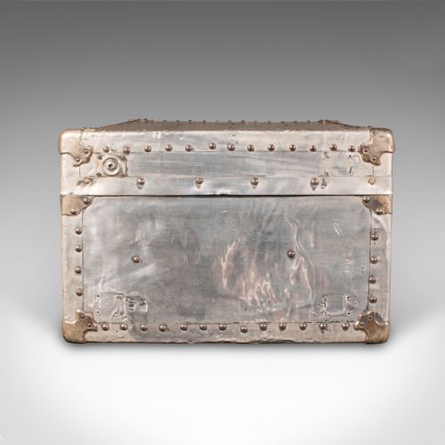 LARGE ANTIQUE SHIPPING CHEST CONTINENTAL ALUMINIUM TRUNK EDWARDIAN C1910 - ADDITIONAL PHOTO 4