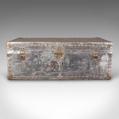 LARGE ANTIQUE SHIPPING CHEST CONTINENTAL ALUMINIUM TRUNK EDWARDIAN C1910 - ADDITIONAL PHOTO 5