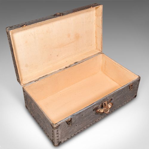 LARGE ANTIQUE SHIPPING CHEST CONTINENTAL ALUMINIUM TRUNK EDWARDIAN C1910 - ADDITIONAL PHOTO 7