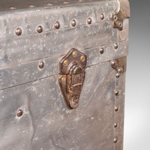 LARGE ANTIQUE SHIPPING CHEST CONTINENTAL ALUMINIUM TRUNK EDWARDIAN C1910 - ADDITIONAL PHOTO 9