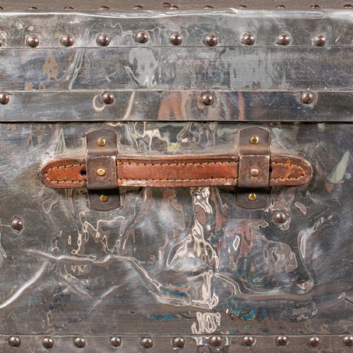 LARGE ANTIQUE SHIPPING CHEST CONTINENTAL ALUMINIUM TRUNK EDWARDIAN C1910 - ADDITIONAL PHOTO 10