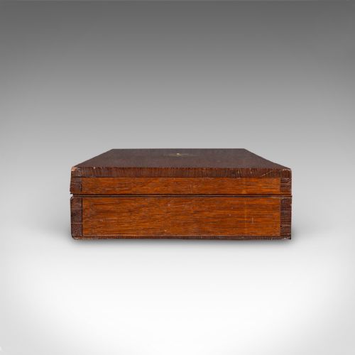 ANTIQUE COUNTRY HOUSE PARLOUR GAME CASE ENGLISH OAK ORGANISER BOX VICTORIAN - ADDITIONAL PHOTO 3