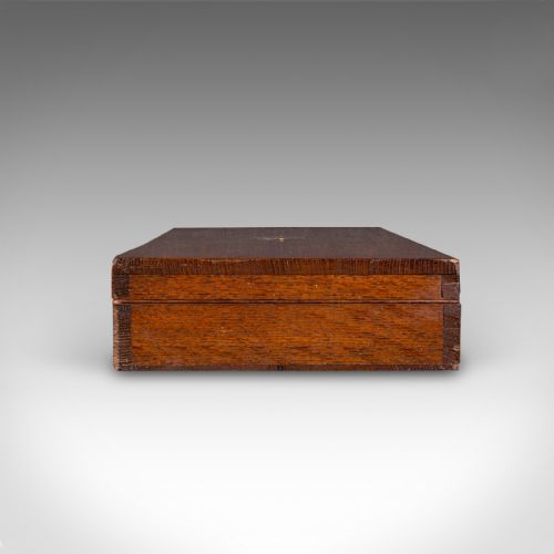 ANTIQUE COUNTRY HOUSE PARLOUR GAME CASE ENGLISH OAK ORGANISER BOX VICTORIAN - ADDITIONAL PHOTO 4