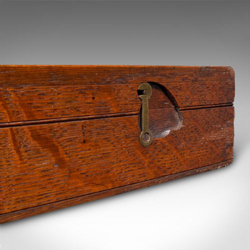 ANTIQUE COUNTRY HOUSE PARLOUR GAME CASE ENGLISH OAK ORGANISER BOX VICTORIAN - ADDITIONAL PHOTO 8