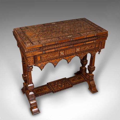 fig 1. Antique Combination Games Table, Middle Eastern, Chess, Backgammon, Victorian