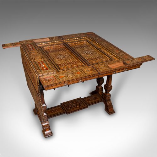fig 2. Antique Combination Games Table, Middle Eastern, Chess, Backgammon, Victorian