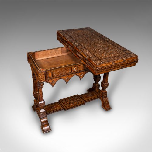fig 3. Antique Combination Games Table, Middle Eastern, Chess, Backgammon, Victorian