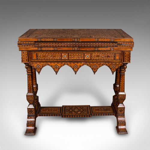 fig 4. Antique Combination Games Table, Middle Eastern, Chess, Backgammon, Victorian