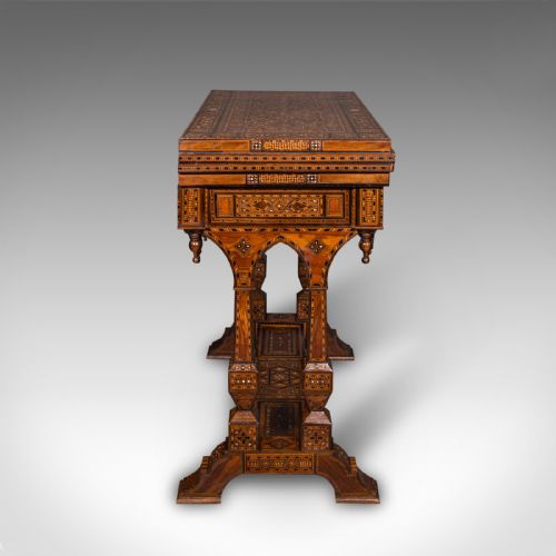 fig 5. Antique Combination Games Table, Middle Eastern, Chess, Backgammon, Victorian