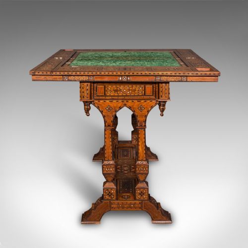 fig 6. Antique Combination Games Table, Middle Eastern, Chess, Backgammon, Victorian
