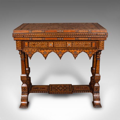 fig 7. Antique Combination Games Table, Middle Eastern, Chess, Backgammon, Victorian
