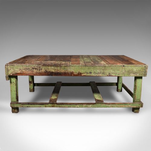 fig 1. Large Antique Industrial Work Table, English, Pine, Factory, Bench, Victorian