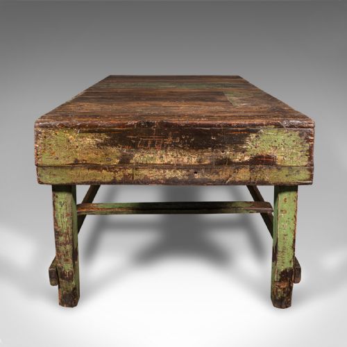 fig 2. Large Antique Industrial Work Table, English, Pine, Factory, Bench, Victorian