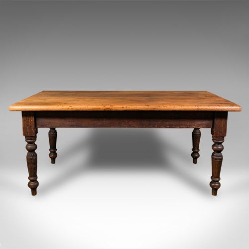 fig 1. Antique Plank Top Mill Table, English, Pine, Country House, Dining, Victorian