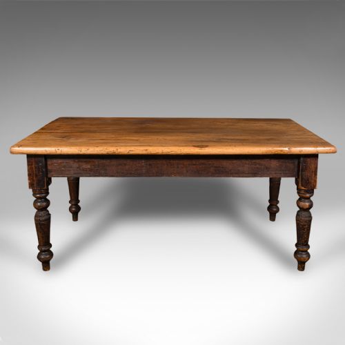 fig 4. Antique Plank Top Mill Table, English, Pine, Country House, Dining, Victorian