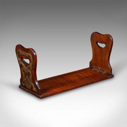 Antique Novel Slide, English, Walnut, Brass Caps, Extending Book Rest, Victorian