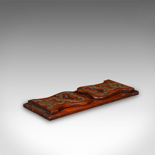 fig 2. Antique Novel Slide, English, Walnut, Brass Caps, Extending Book Rest, Victorian
