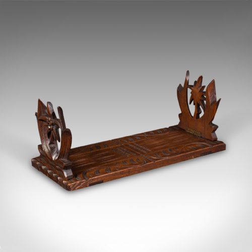 Antique Carved Bookslide, Continental, Fruitwood, Extending Book Rest, Edwardian
