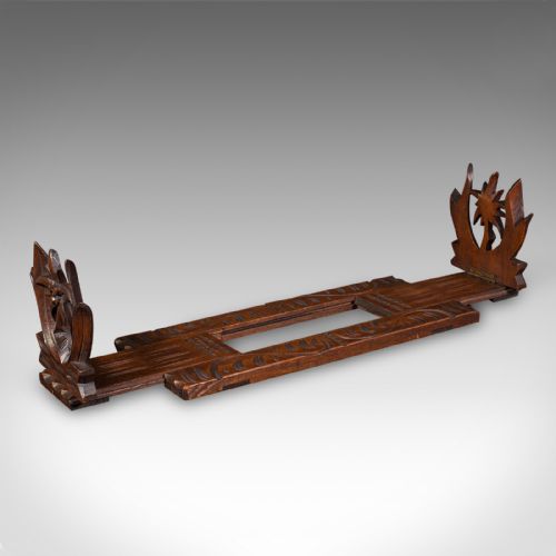 fig 1. Antique Carved Bookslide, Continental, Fruitwood, Extending Book Rest, Edwardian